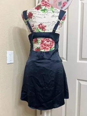 Oh Polly elegant black satin mini dress size 6 thumbnail 4