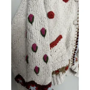 Free people Rosebud Cardigan Ivory Combo Women's Size Medium/Large thumbnail 15