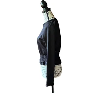 Zara WB Collection Black Cinched Waist Cropped Pullover Top S Goth Grunge Rodeo thumbnail 4