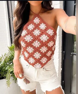 Pink lily loved by you brown halter neck size L NWOT thumbnail 1