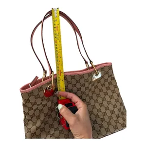 Gucci Vintage GG Canvas Tote Bag 120837 Pink Leather Gold Hardware Entrupy Auth thumbnail 15