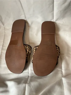 Steve Madden Brown and Tan Woven Slide Sandals size 7.5 thumbnail 4
