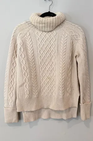 Madewell Women's Cable Knit Turtleneck Sweater Wool Blend Classic Size S thumbnail 1