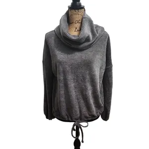 LUMIÈRE Sweater Womens Size S Grey Cowl‎ Neck Knit Pullover Cozy Minimalist thumbnail 2