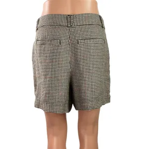 Free People Women's Beige Houndstooth Pleated High Rise Mini Shorts Size 2 thumbnail 3