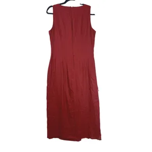 Magaschoni Womens Burgundy 100% Linen Side Cutout Drawstring Maxi Dress Size 6 thumbnail 6