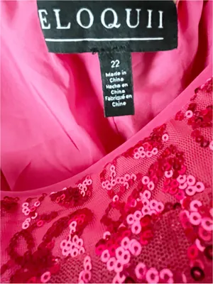 ELOQUII High Rise Hot Pink Lined Sequins Heart Trousers Pants Size 22 Boho Chic thumbnail 3