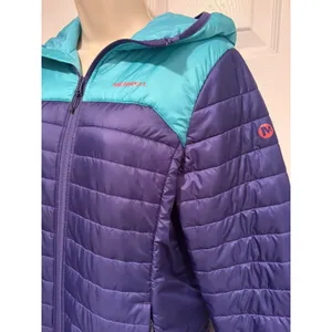 Merrell Womens Puffer Jacket Blue Teal Hooded Lightweight Insulated Small thumbnail 2