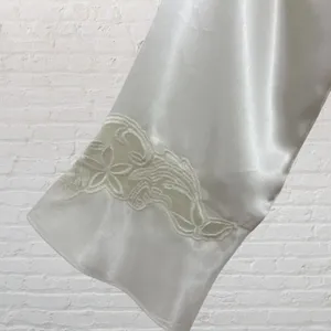 Morgan Taylor Ivory Satin Bridal Robe Size S Maxi Embroidered Sleeves Boudoir thumbnail 6