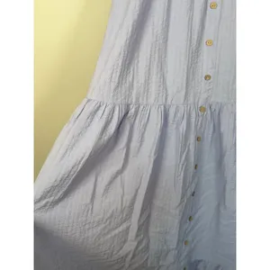 Umgee‎ USA Womens 1XL Periwinkle Blue Textured Tiered Button Front Midi Dress thumbnail 4