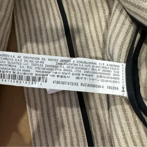 Zara Woman 100% Linen Striped Duster Coat Whipstitch Trim Beige XS Open‎ Front thumbnail 15