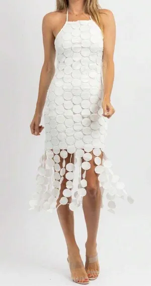 Revolve NWT Mainstrip Circle Fringe Crochet White Midi Dress. Size Large thumbnail 8