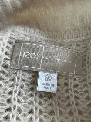 120% Lino Cream Alpaca Cashmere Silk Polo Sweater Italy S thumbnail 5