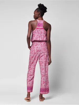 Faherty Adella Floral Jumpsuit Pink Organic Cotton Size Medium NWOT thumbnail 8