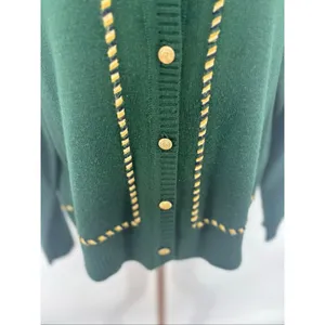 Pendleton Vintage Cardigan Sweater Green Gold Whipstitch Crest Buttons Size S thumbnail 10