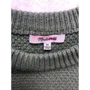 Madewell Crewneck Sweater Womens XS Green Excellent Textured Knit High Low Hem‎ thumbnail 2