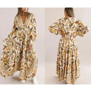 FREE PEOPLE Rows Of Roses Maxi Dress in Ivory Combo Size X-Small thumbnail 10
