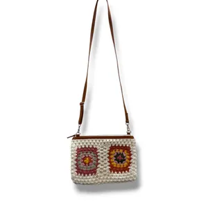 Earthbound Trading Crochet Granny Square Crossbody Bag Cream Boho Festival Purse thumbnail 3