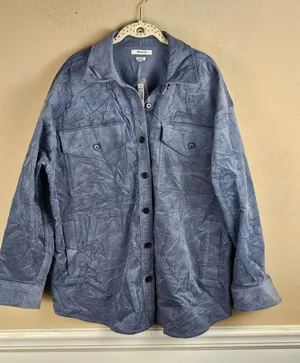 NWT Madewell Teapot Blue Corduroy Twill Oversized Shirt Jacket‎ Shacket Large thumbnail 1