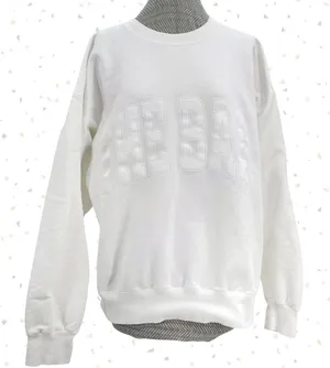 The Bar Varsity Sweatshirt White Monochrome Oversized Crewneck Pullover Size L thumbnail 1