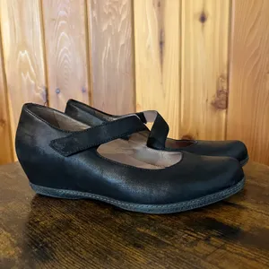 Dansko Shoes Lanie Mary Jane Wedge Black Nubuck Leather Womens‎ 41 US 10.5-11 thumbnail 2