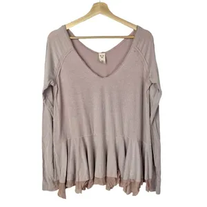 Free People We‎ the Free Light Pink Tangerine Swing Long Sleeve Tee S thumbnail 2