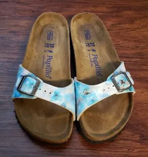 Birkenstock Papillio Blue Clouds Chic Feminine Retro Y2K Softbed Narrow Size 37 thumbnail 1