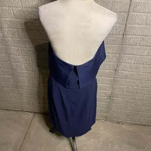 Naked Zebra Navy Blue‎ Strapless Layered Bodice Solid Color Dress Size Large thumbnail 3