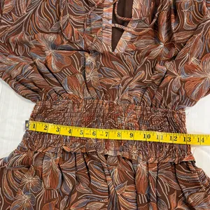 Olivaceous Brown, Blue and Tan Dress with Elastic Waist and Tiered Small thumbnail 7