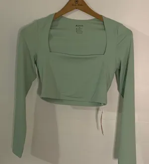 CRZ YOGA Mint Green Square Neck Bodysuit thumbnail 1
