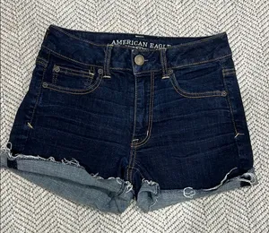American Eagle Outfitters Women's Dark Blue Denim Shorts thumbnail 1