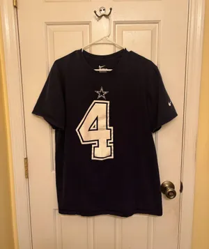 Dallas Cowboys Dak Prescott #4 Nike Navy Blue NFL Jersey T-Shirt thumbnail 1