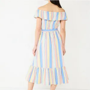 NWOT Draper James RSVP Striped Off the Shoulder Midi Dress thumbnail 4