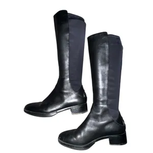 Tory Burch Womens 9.5 Caitlin Riding Boots Knee High Leather Black Logo‎ Pull On thumbnail 7