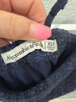 Abercrombie & Fitch Navy Tweed Mini Dress XS Tall Adjustable Straps thumbnail 3