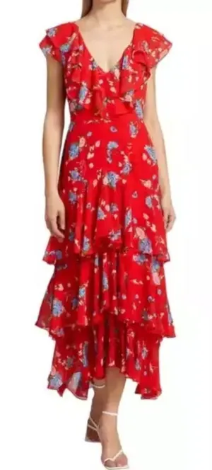 WAYF Chelsea tiered red ruffle maxi dress thumbnail 1