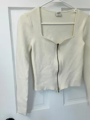 Abercrombie & Fitch White Zip Up Long Sleeve Shirt thumbnail 5