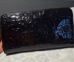 Tory Burch Black Patent Embossed Zip Around Wallet thumbnail 1