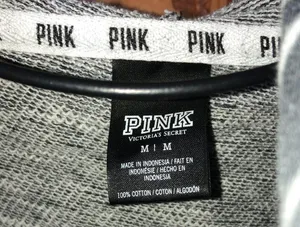 Pink Victoria’s Secret zebra print sweatshirt zip up top size medium original​ thumbnail 3