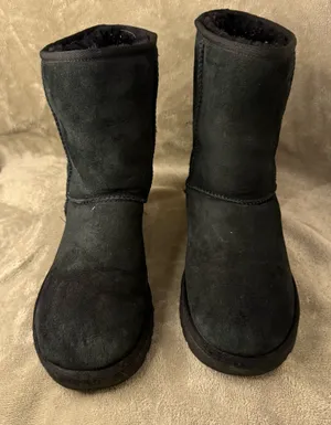UGG Black Classic Short Suede Shearling Boots women size 9 thumbnail 1