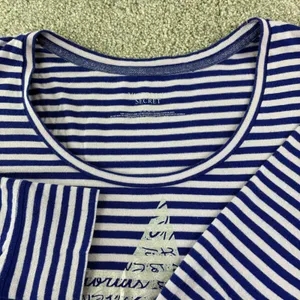 Victorias Secret Striped Long Sleeve Tunic Top Womens L‎ Blue White Loungewear thumbnail 3