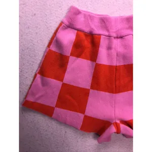 STARFIT Knit Shorts Women Size M Pink Orange Checkered High Waisted Retro thumbnail 8