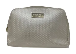 BVLGARI pearly gold tone toiletry travel zip bag thumbnail 1