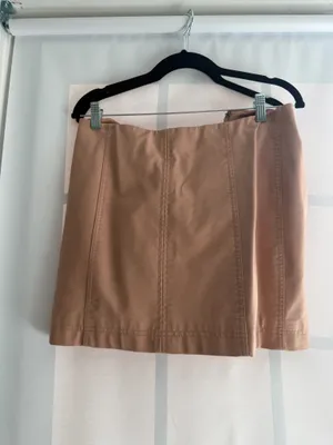 Free People Pink Leather Skirt thumbnail 2