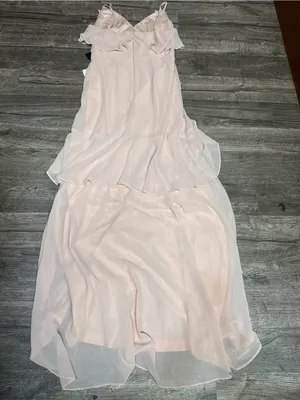 Lulus Blush Pink Ruffle Chiffon Maxi Dress NWT Size Small thumbnail 3
