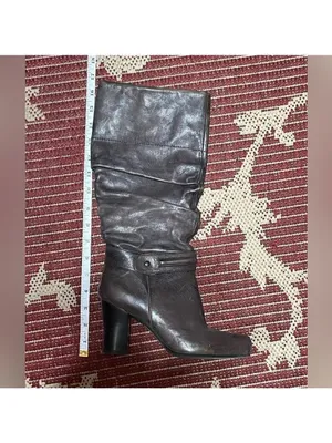 Biviel Brown Leather Slouchy Heeled Boots Size 6.5 / 37 thumbnail 4