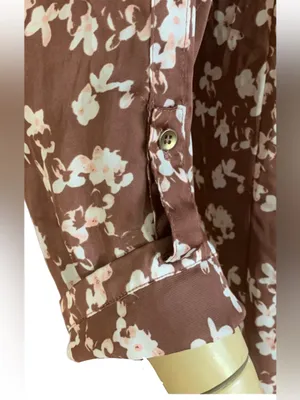 The Limited Brown And Pink Floral Print Satin 3/4 Sleeve Tunic (S) thumbnail 7