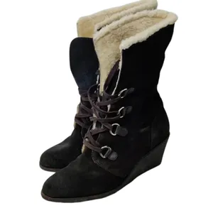 BlackWedge mid calf Boots by Cole Haan Size 11 thumbnail 3