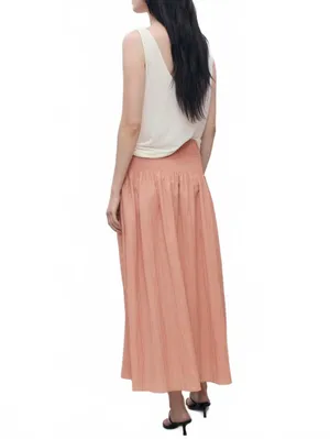 Mango Gathered Midi-Skirt with Panels NWT Pastel Pink Large thumbnail 2