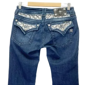 Miss Me Y2K Jeans Women's Size 29 Bling Rhinestone Back Flap Bootcut Dark Wash thumbnail 6